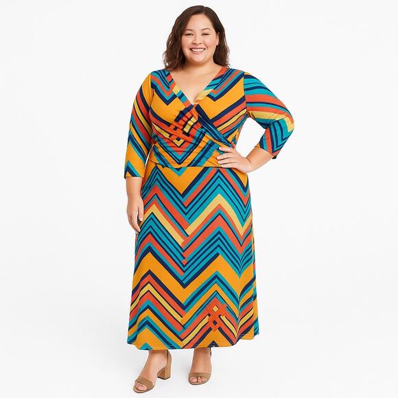 Locryz Size 3X Multi-Color Maxi Dress - Picture 1 of 5